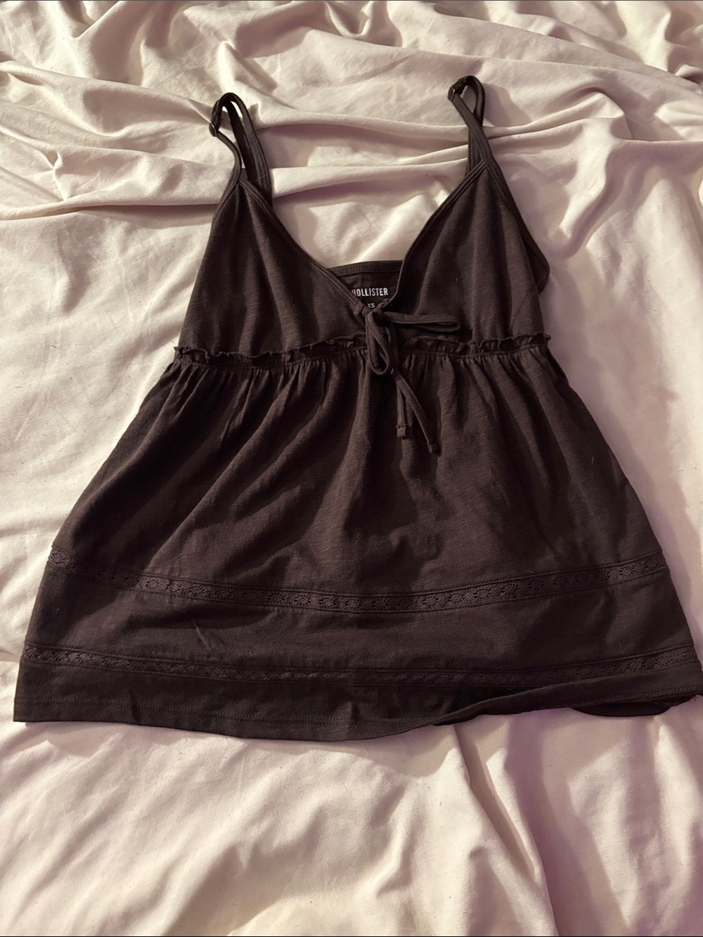 Hollister Black Spaghetti-Strap Babydoll Top